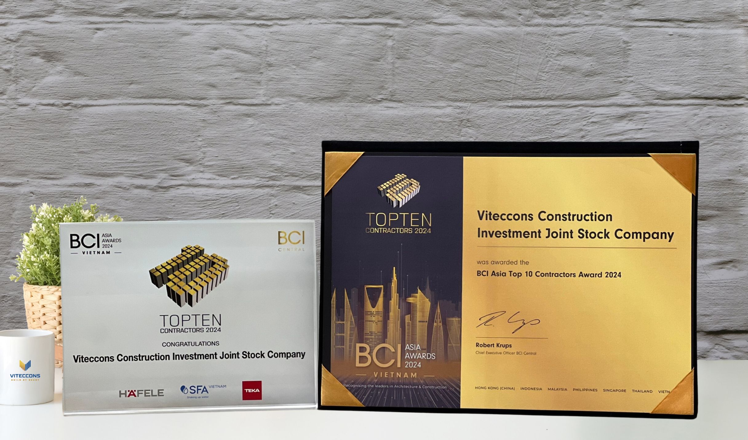 VITECONS 荣获BCI ASIA AWARDS 2024越南十大最具声誉承包商