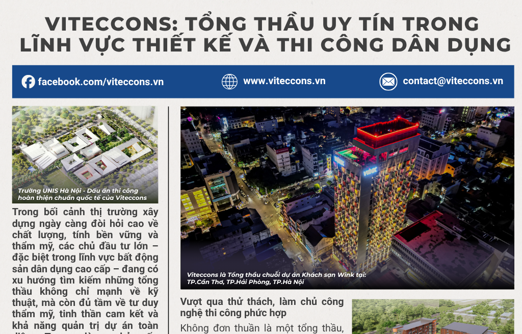 VITECCONS: TỔNG THẦU UY TÍN TRONG  LĨNH VỰC THIẾT KẾ VÀ THI CÔNG DÂN DỤNG