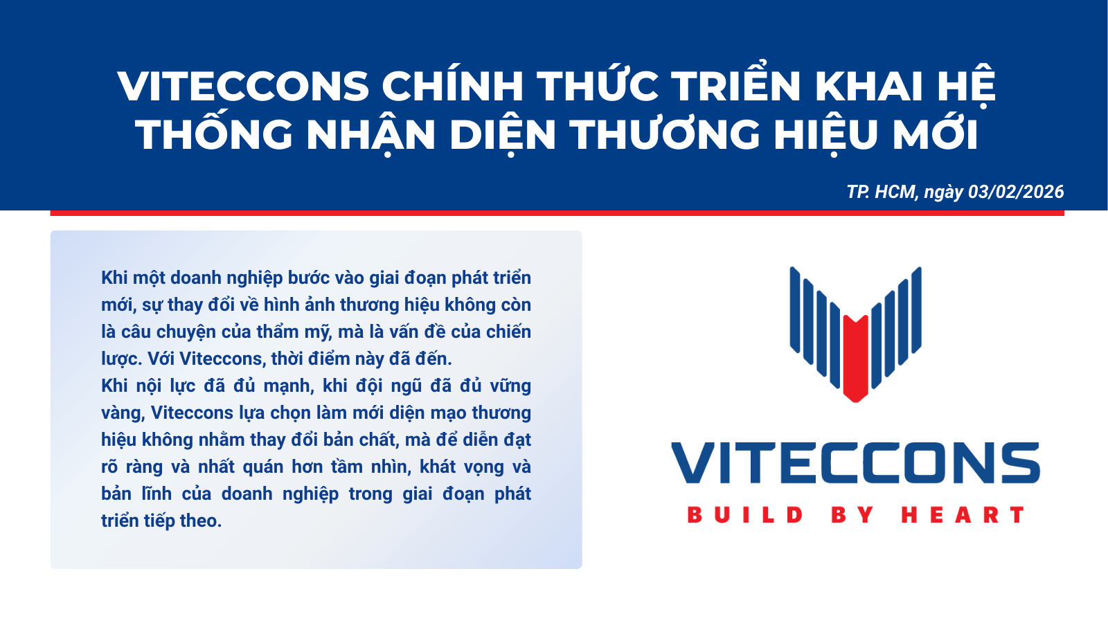 VITECCONS CHÍNH THỨC TRIỂN KHAI HỆ THỐNG NHẬN DIỆN THƯƠNG HIỆU MỚI